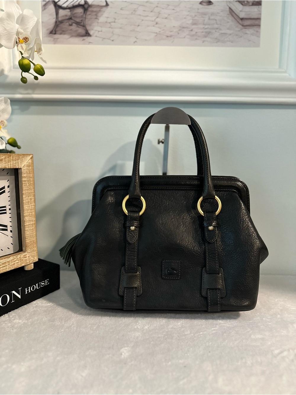 Dooney & Bourke Florentine Mitchell Satchel Black Leather Rare